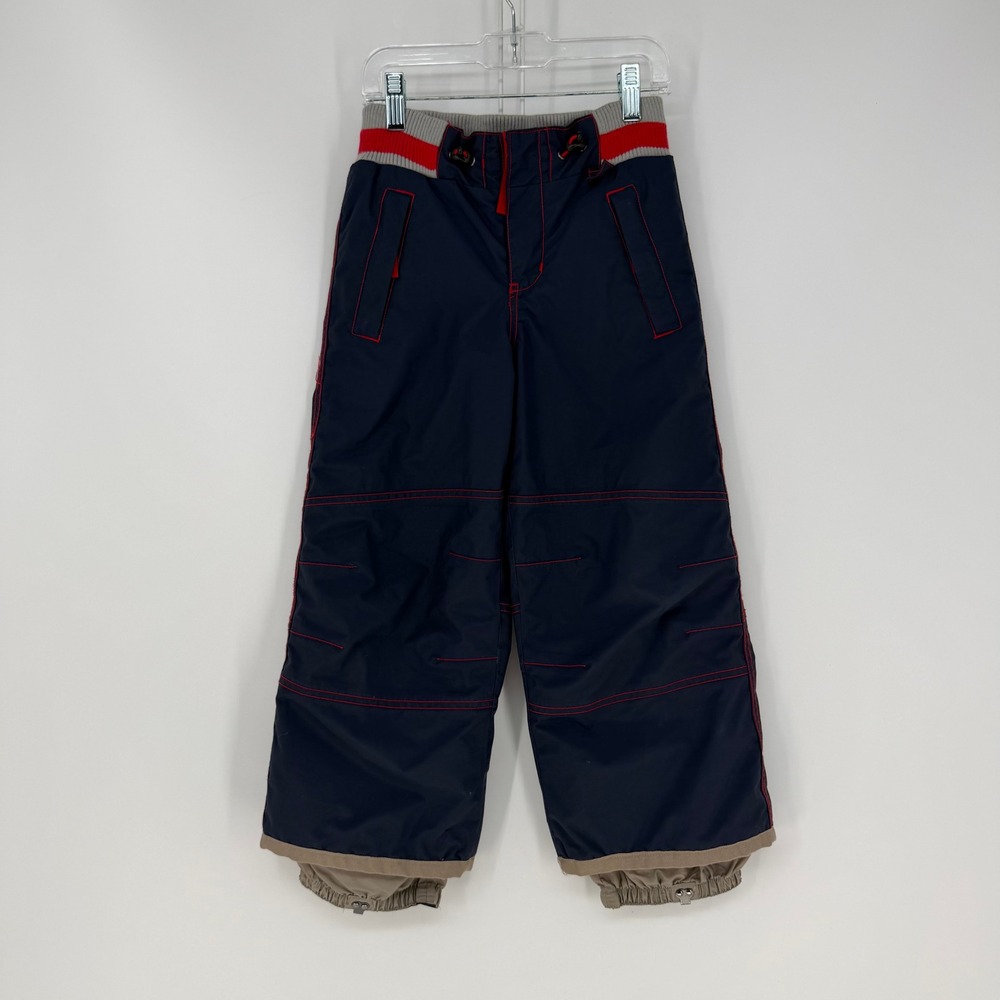 Mini Boden Snow Pants Kids 4-5Y Navy Red Contrast Stitch Insulated Ski Gorpcore